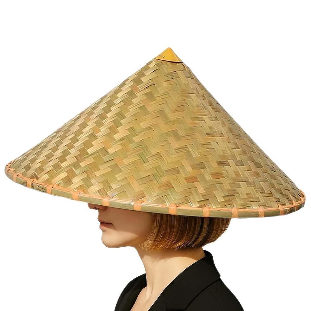 1395 Bamboo Hat Rice Hat Made of Bamboo Top Layer Skin Yellow 17 Inches in
